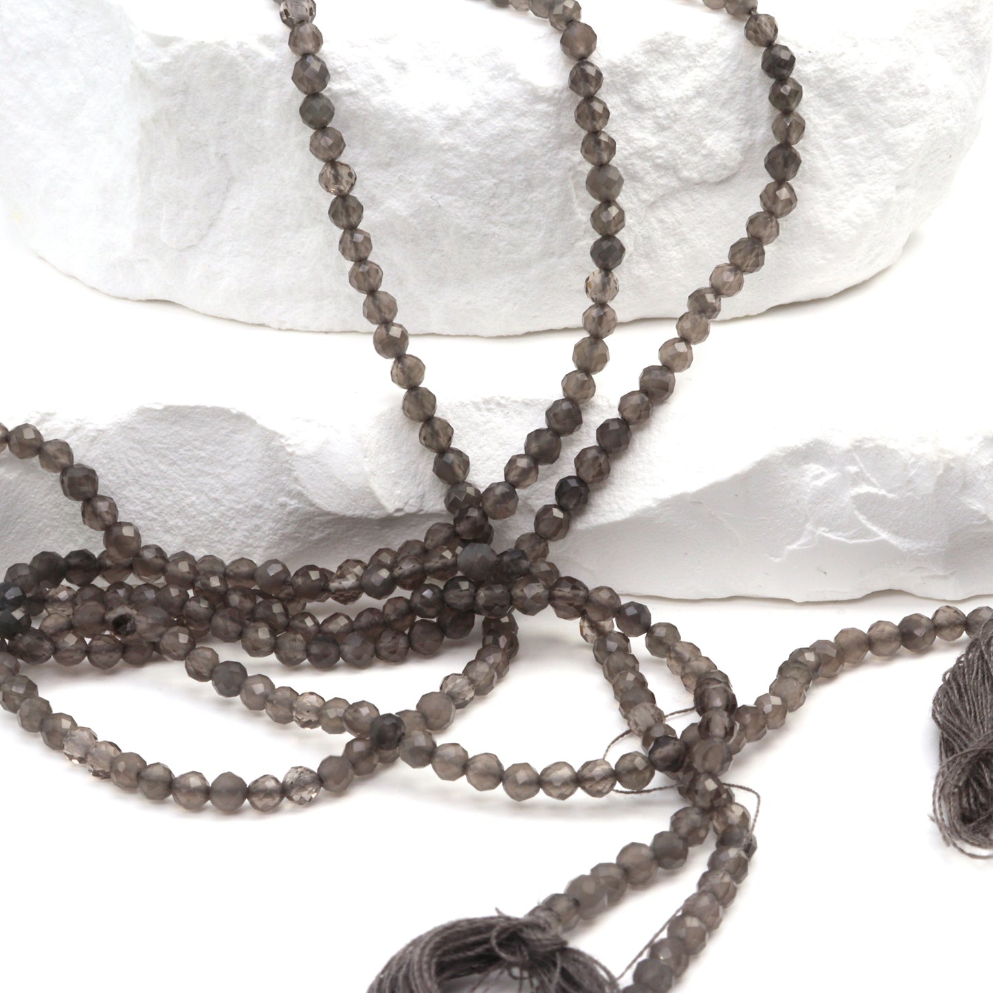 Gray Agate 3mm Faceted Rounds Bead Strand