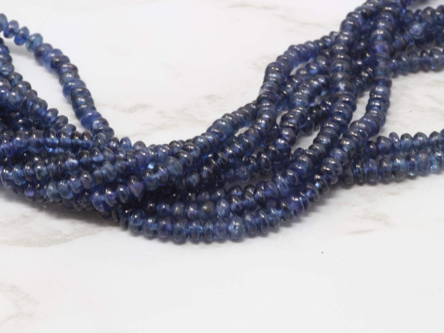Navy Blue Sapphire 2mm Smooth Rondelles Bead Strand