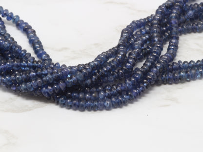 Navy Blue Sapphire 2mm Smooth Rondelles Bead Strand