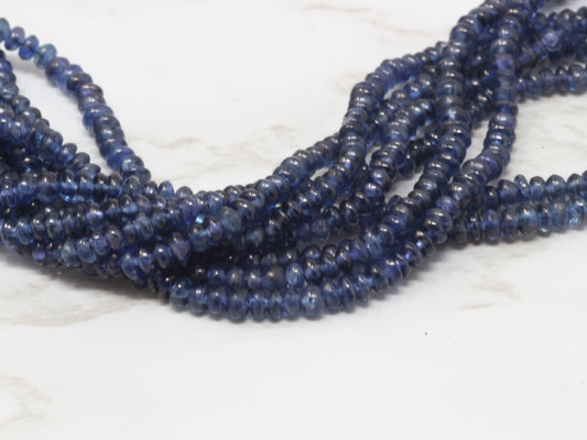 Navy Blue Sapphire 2mm Smooth Rondelles Bead Strand