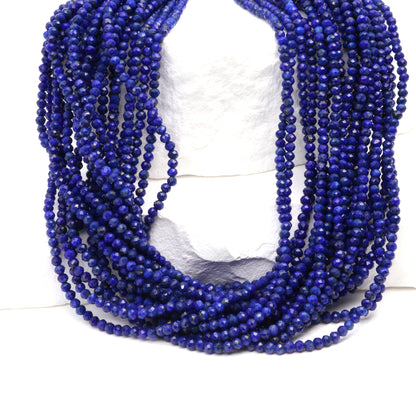 Royal Blue Lapis Lazuli 2mm Faceted Rounds Bead Strand