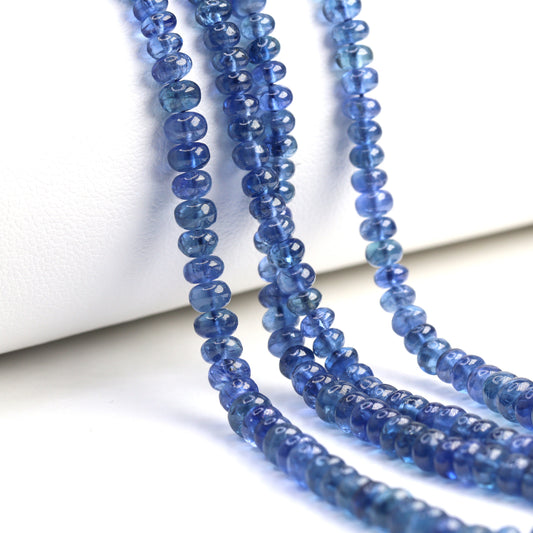 Cornflower Blue Sapphire 3.5mm - 4.5mm Smooth Rondelles Bead Strand