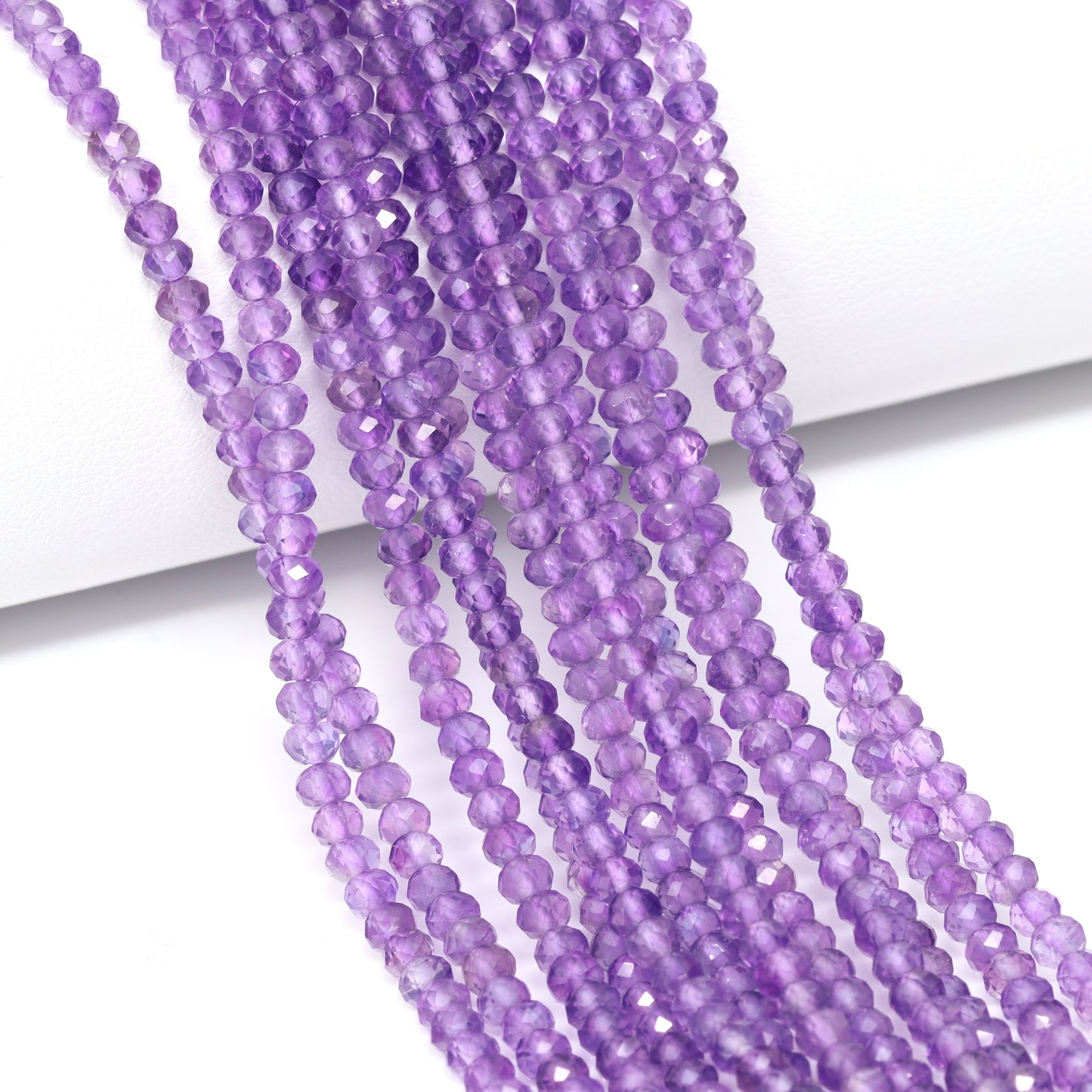 Pink Amethyst 3.5mm Hand Faceted Rondelles Bead Strand