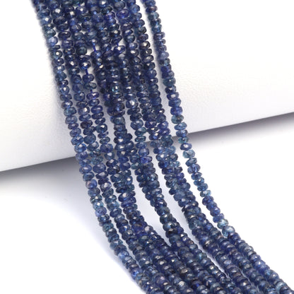 Royal Blue Sapphire 2.5mm Hand Faceted Rondelles Bead Strand