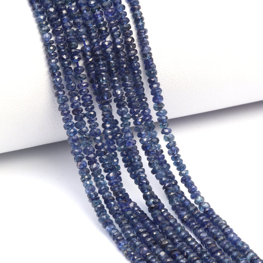 Royal Blue Sapphire 2.5mm Hand Faceted Rondelles Bead Strand