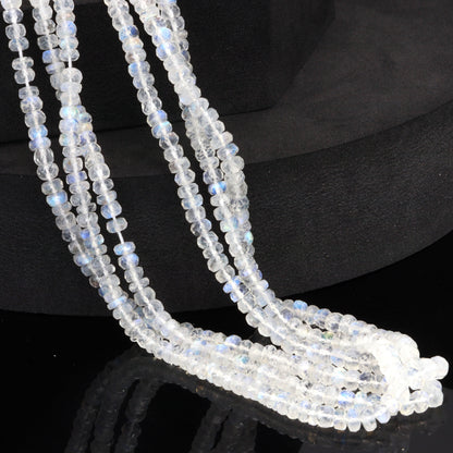 Blue Rainbow Moonstone 4mm Faceted Rondelles