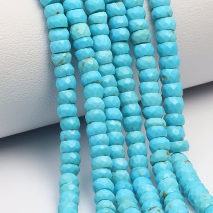 Natural Blue Turquoise 4.5mm Faceted Rondelles Bead Strand