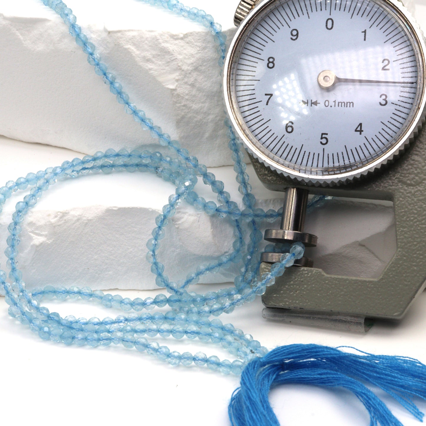 Blue Milky Aquamarine 2.5mm Faceted Rounds Bead Strand