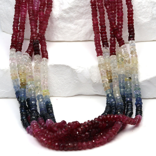 Multi Sapphire 3mm Faceted Rondelles