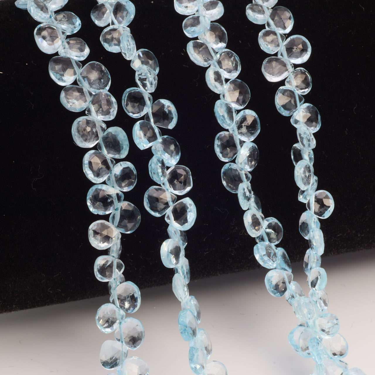 Sky Blue Topaz 4mm Faceted Heart Shaped Briolettes