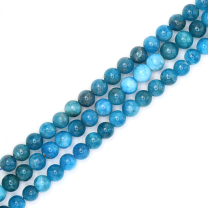 Neon Blue Apatite 6mm Smooth Rounds Bead Strand
