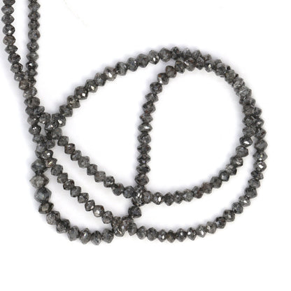 Gray Diamond 3mm - 4.5mm Hand Faceted Rondelles Bead Strand