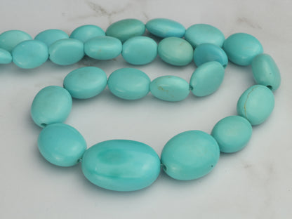 Sleeping Beauty Turquoise 7x5mm - 12x10mm Smooth Ovals Bead Strand