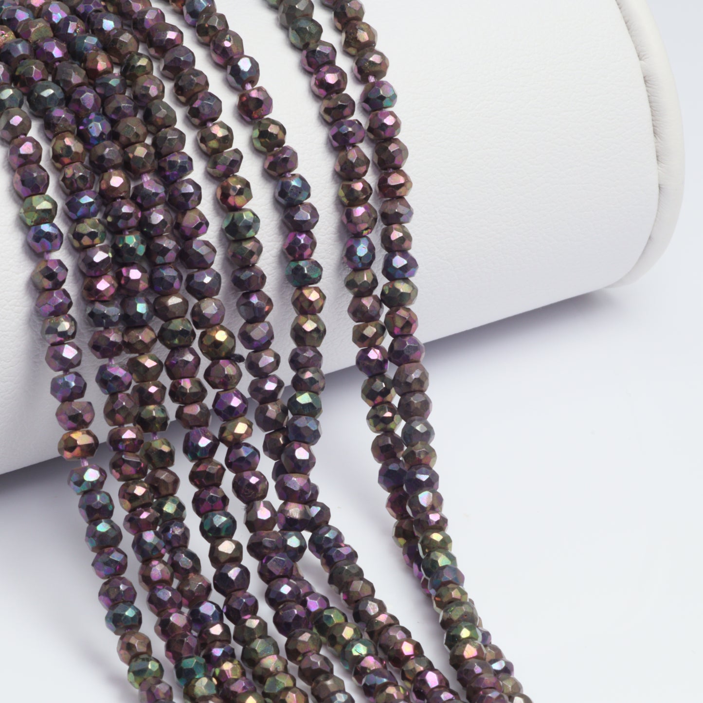 Purple Coated Black Spinel 3mm Faceted Rondelles