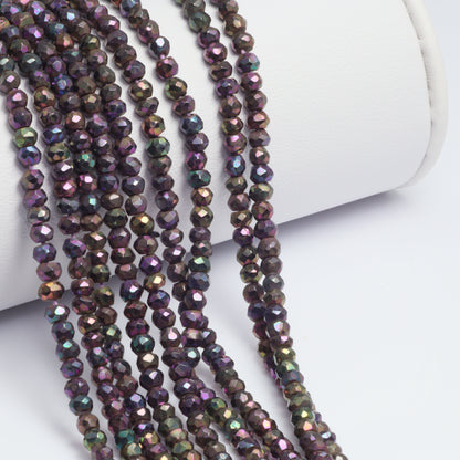 Purple Coated Black Spinel 3mm Faceted Rondelles