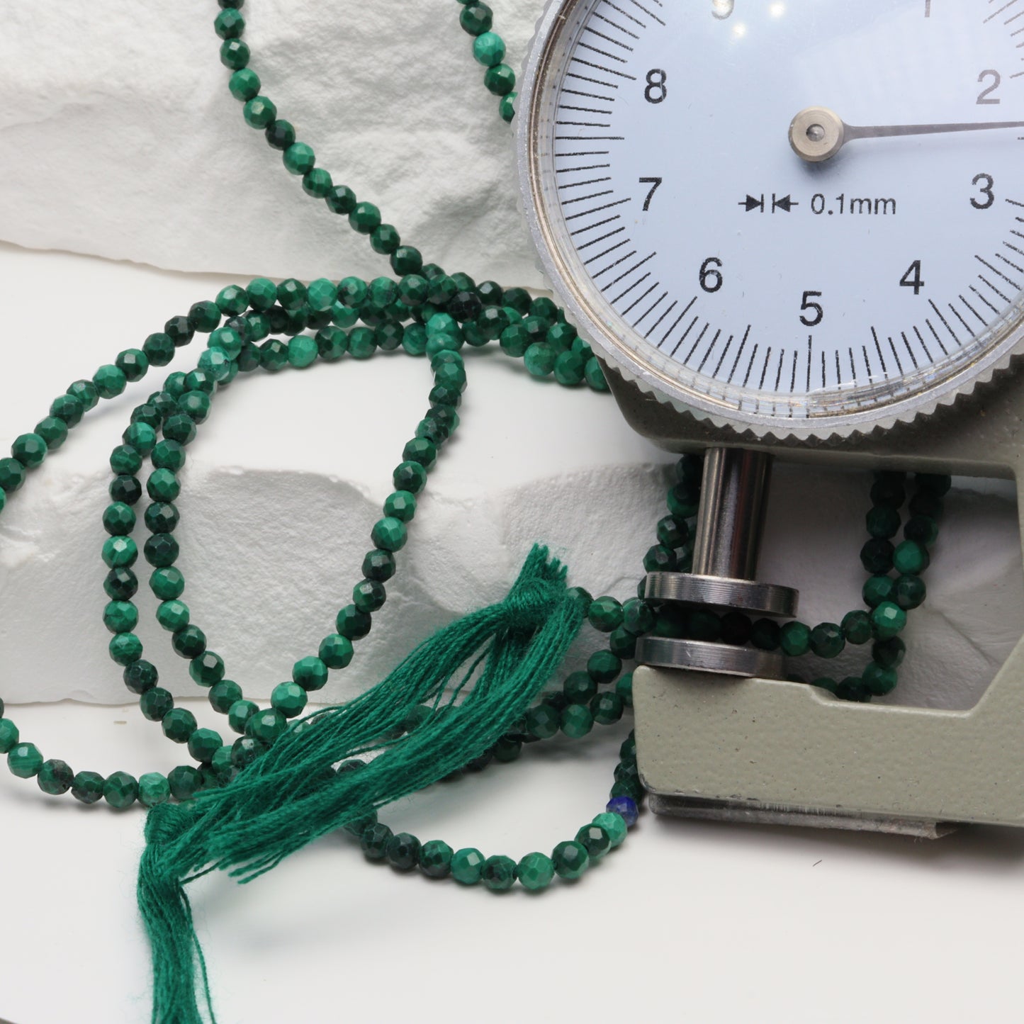 Green Malachite 2.5mm Faceted Rounds Bead Strand