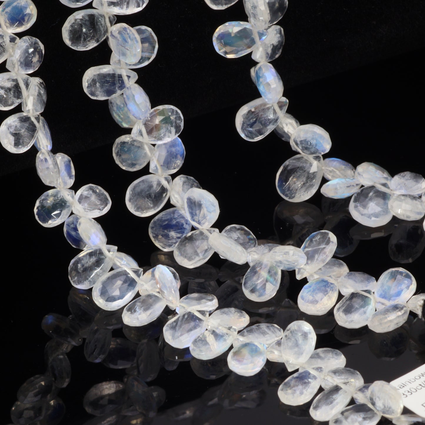 AA Blue Rainbow Moonstone 8x5mm Faceted Pear Shaped Briolettes Bead Strand