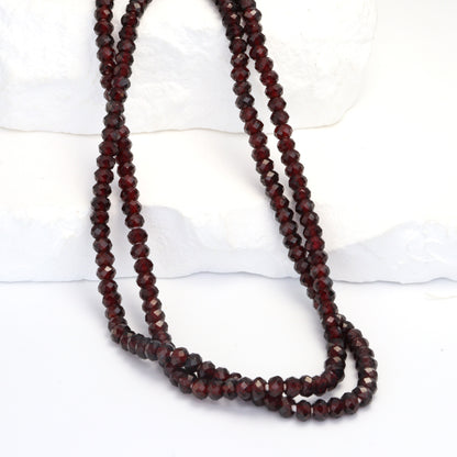 Red Garnet 4mm Faceted Rondelles Bead Strand