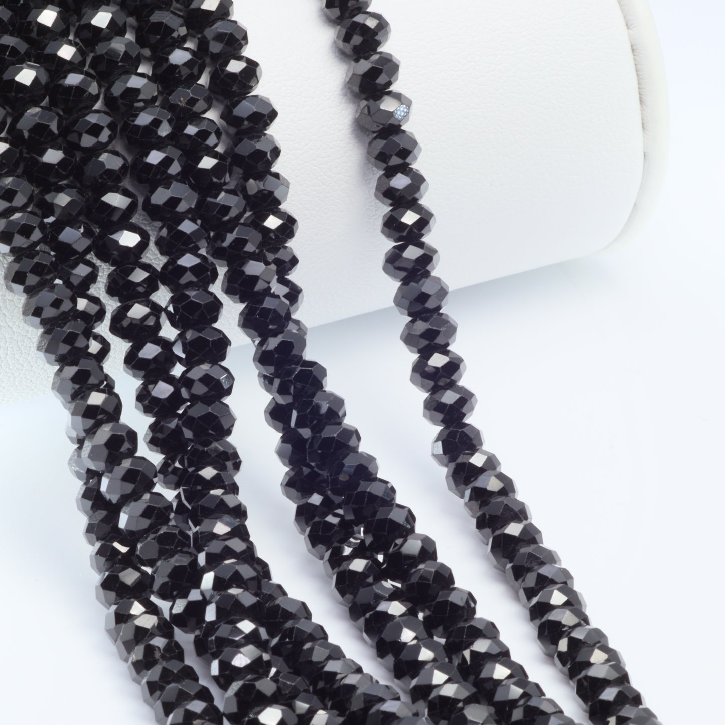 Black Spinel 5mm Faceted Rondelles