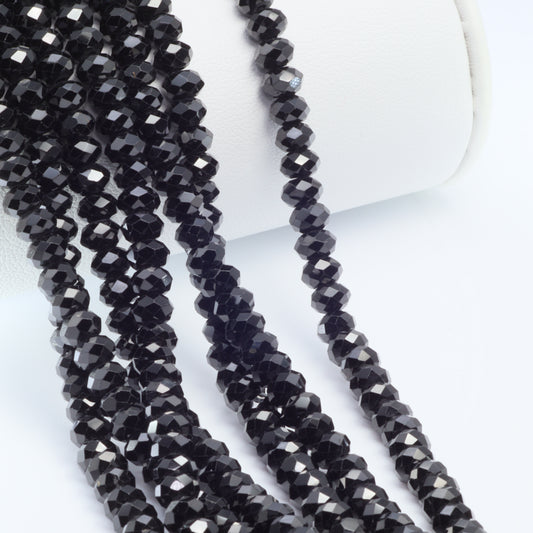 Black Spinel 5mm Faceted Rondelles