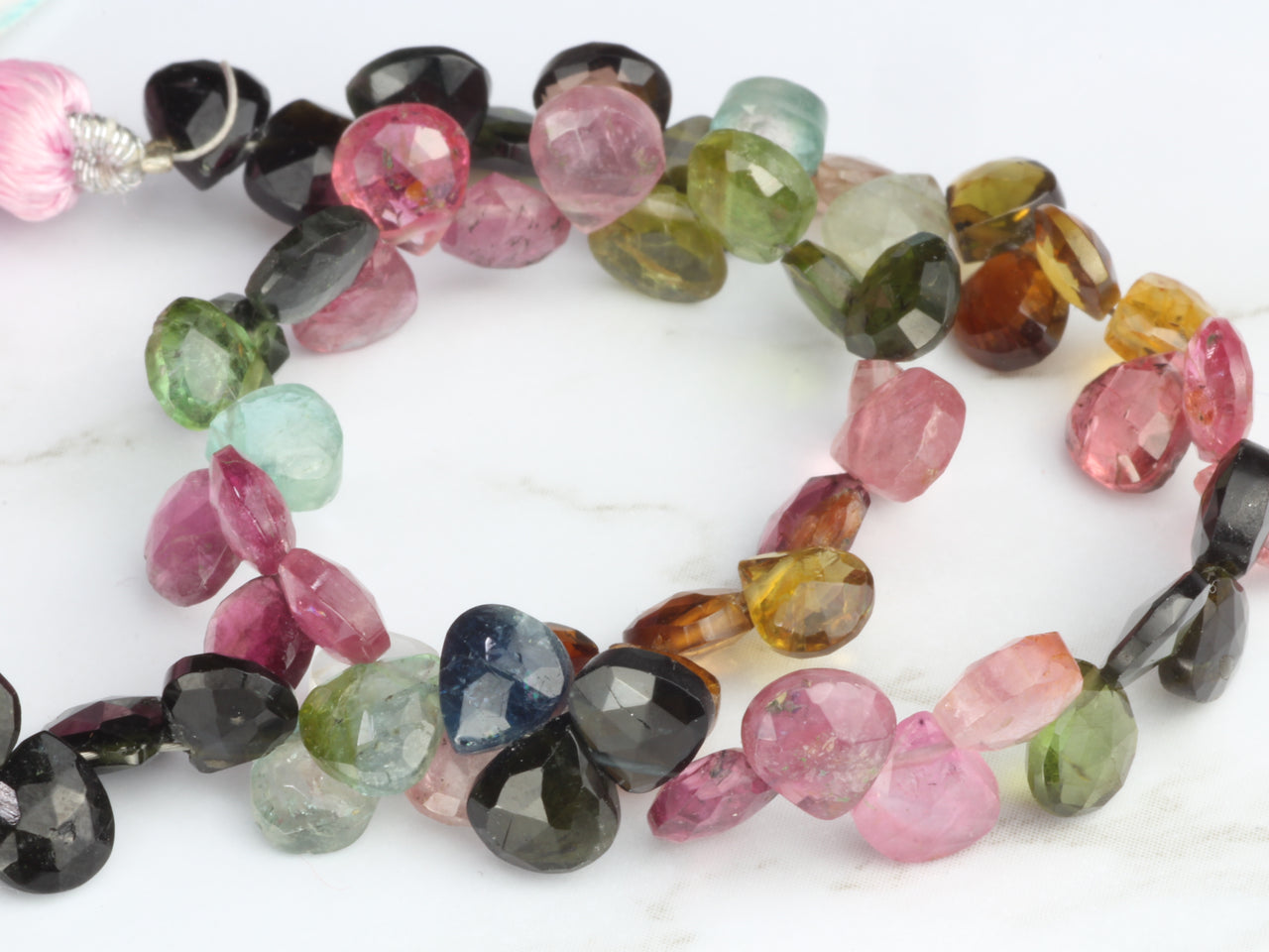 Watermelon Tourmaline 5mm Faceted Heart Shaped Briolettes