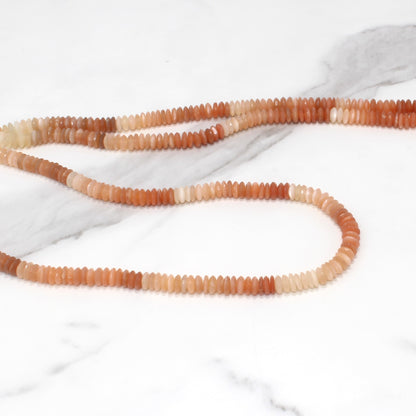Ombre Peach Moonstone 7mm German Cut Faceted Rondelles
