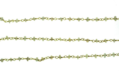 Ethiopian Opal 3mm Smooth Rondelles Rosary Chain Sterling Silver with Gold Plating Wire Wrap Chain by the Foot