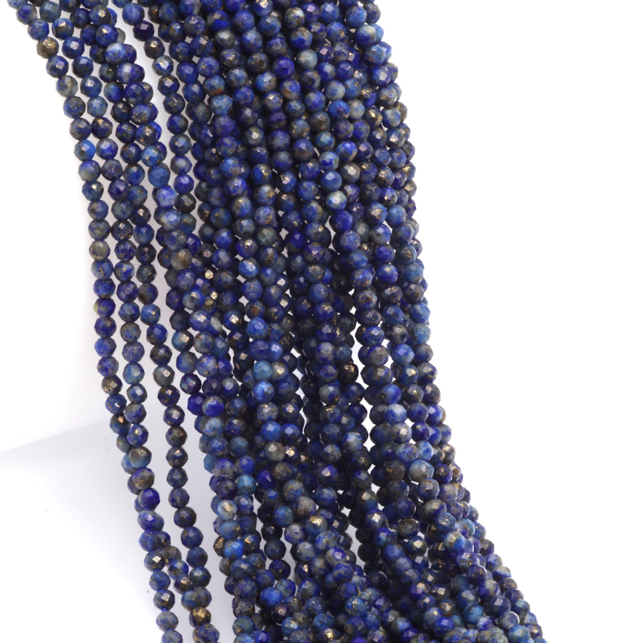 Dark Blue Lapis Lazuli 1.8mm Faceted Rounds Bead Strand