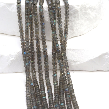 Blue Labradorite 3mm Faceted Rondelles Bead Strand