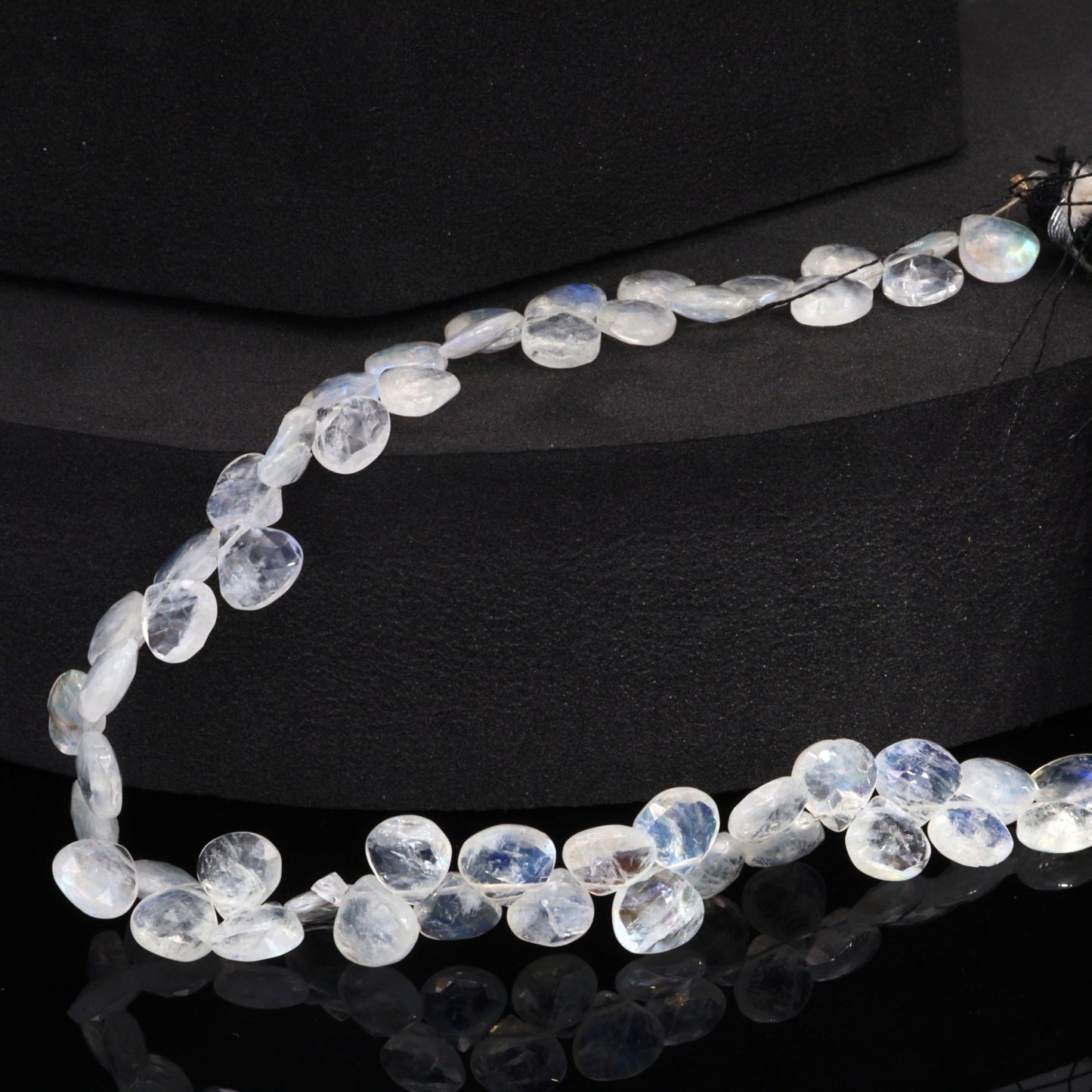 Blue Rainbow Moonstone 7mm Faceted Heart Shaped Briolettes