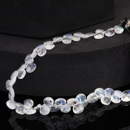Blue Rainbow Moonstone 7mm Faceted Heart Shaped Briolettes