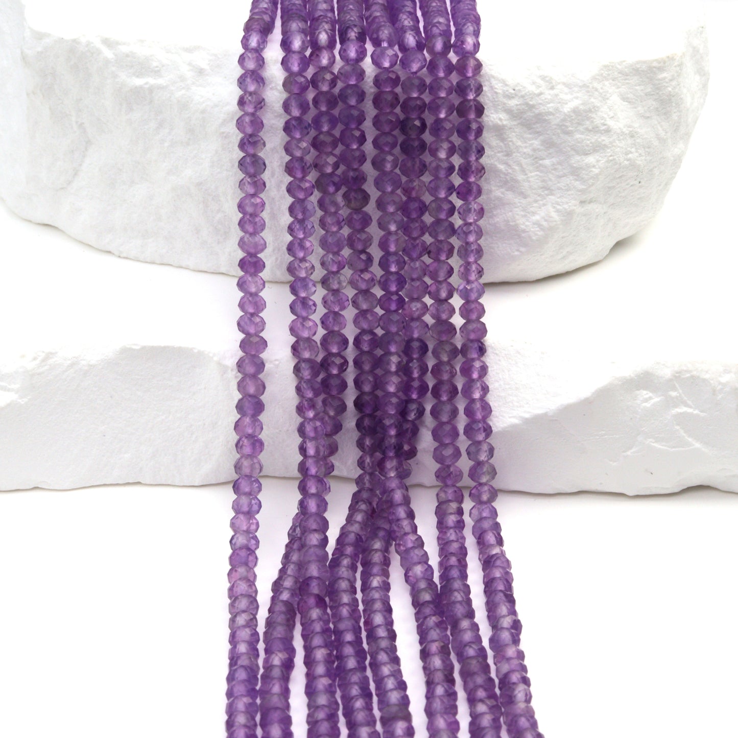 Pink Amethyst 3mm Faceted Rondelles Bead Strand