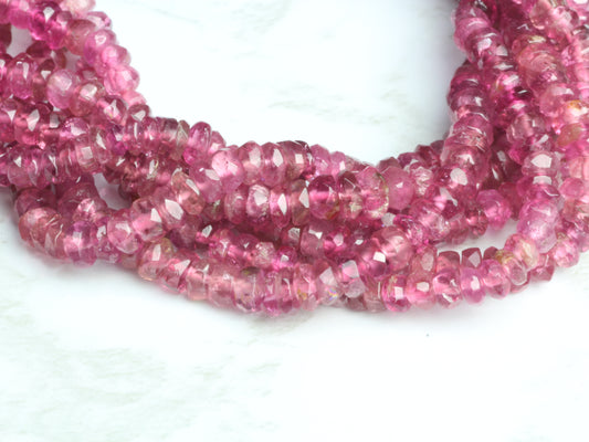 Pink Tourmaline 3mm Faceted Rondelles