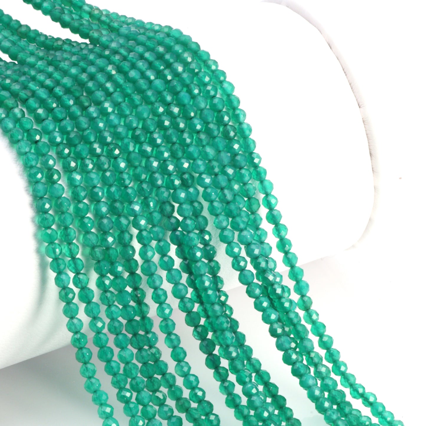 Green Onyx 2mm Faceted Rounds Bead Strand