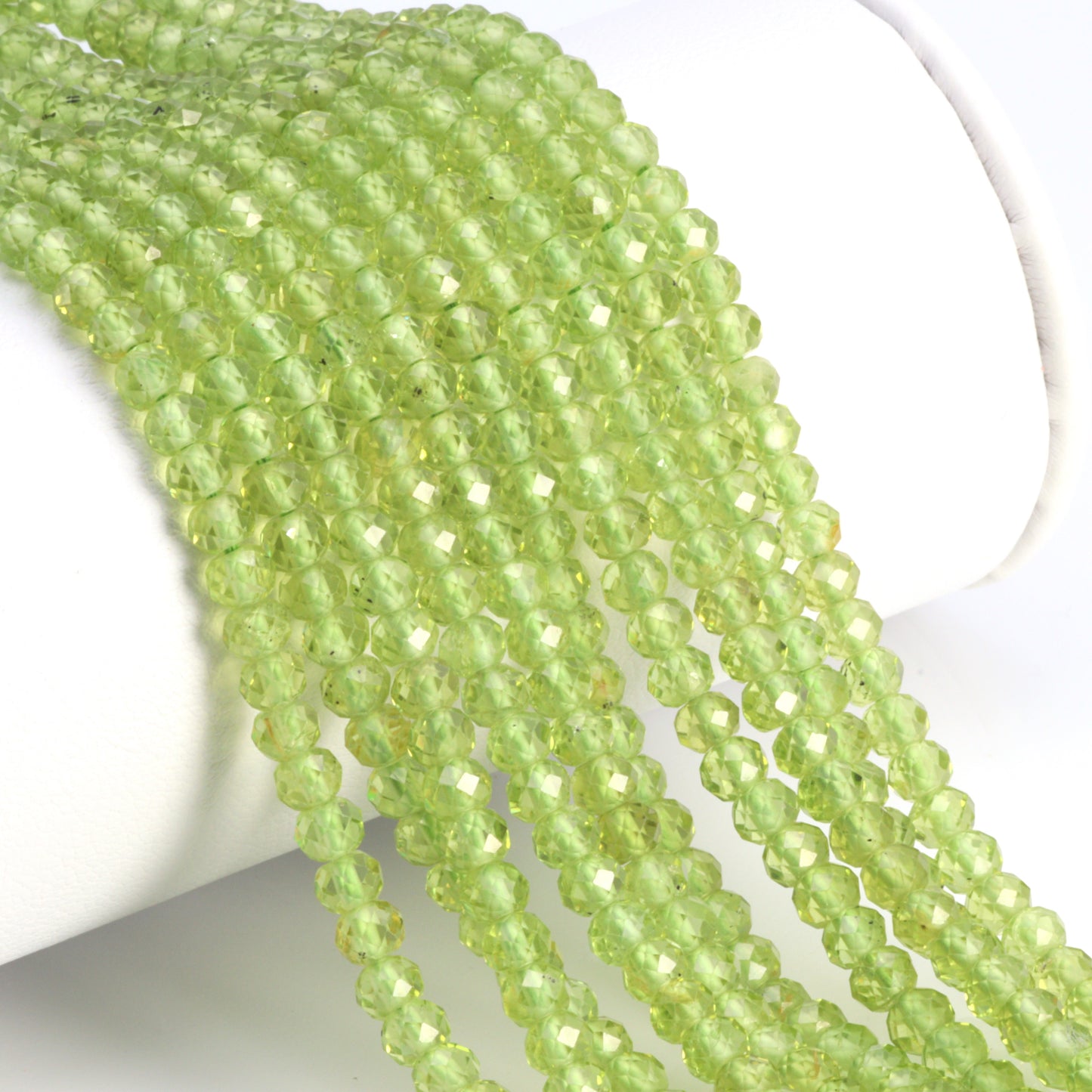 Green Peridot 4mm Faceted Rondelles Bead Strand