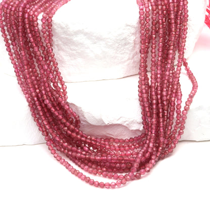 Pink Tourmaline 2mm Faceted Rounds Bead Strand