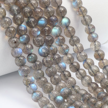 AA Blue Labradorite 6mm Smooth Rounds Bead Strand