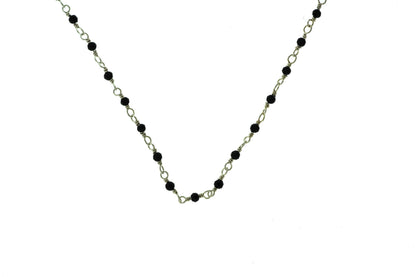 Black Spinel 2mm Faceted Rounds Rosary Chain Sterling Silver Wire Wrap Chain by the Foot