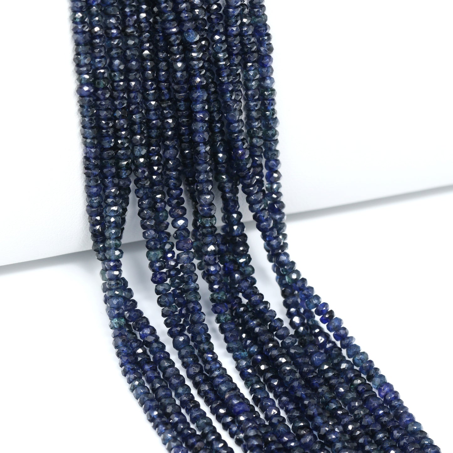 Blue Sapphire 2mm – 3mm Hand Faceted Rondelles Bead Strand