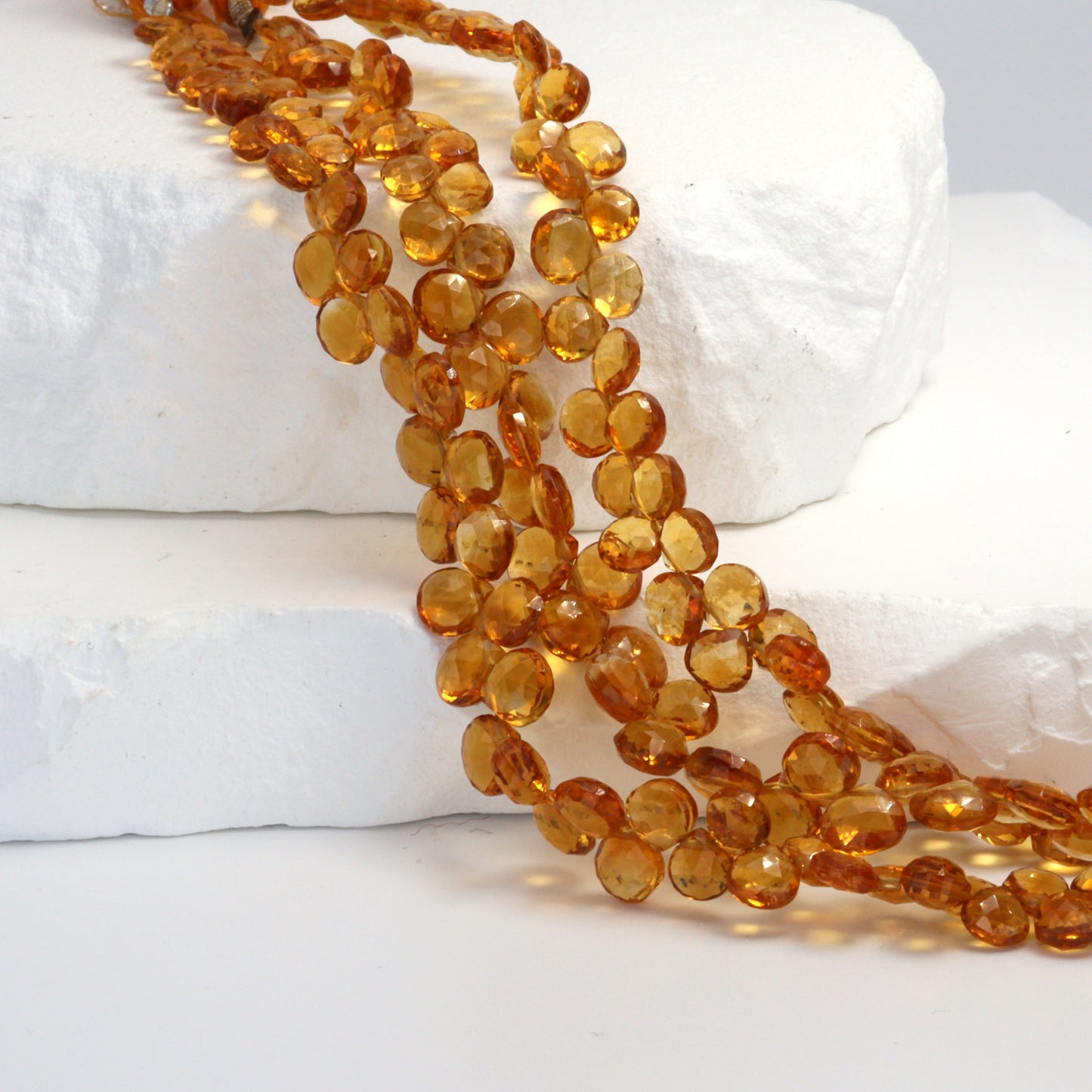 Orange Madeira Citrine 5mm Faceted Heart Shaped Briolettes