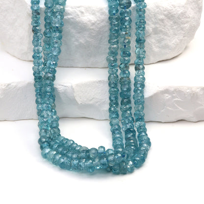 Blue Zircon 4mm Faceted Rondelles