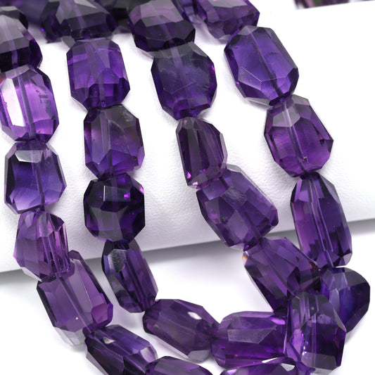 Purple Amethyst 11X7mm – 15X10mm Faceted Nuggets Bead Strand