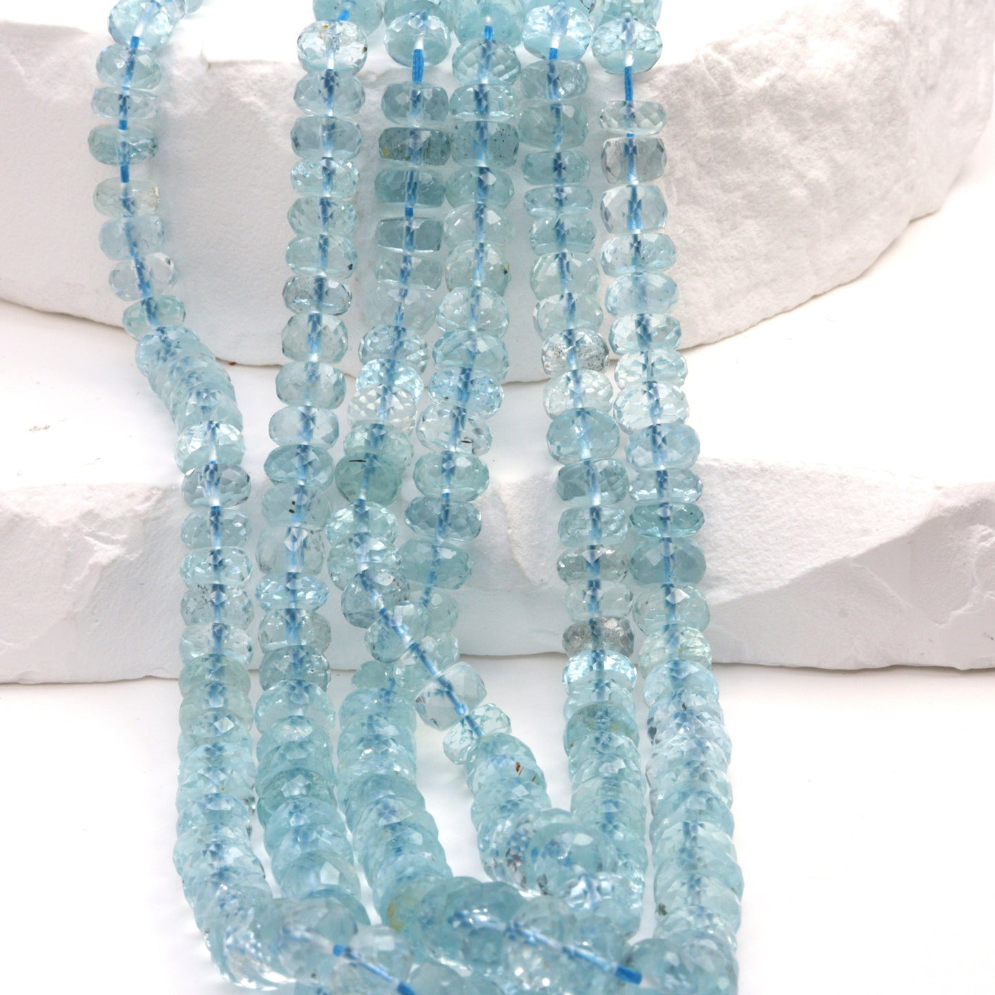 Blue Aquamarine 5.5mm Faceted Rondelles