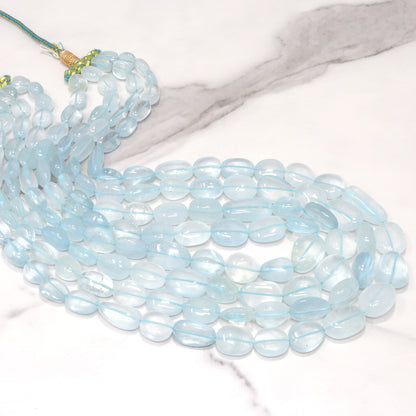 Blue Aquamarine 11x9mm – 20x16mm Smooth Nuggets 1 Strand Bead Necklace