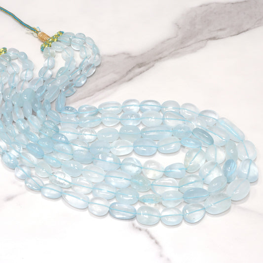 Blue Aquamarine 11x9mm – 20x16mm Smooth Nuggets 1 Strand Bead Necklace