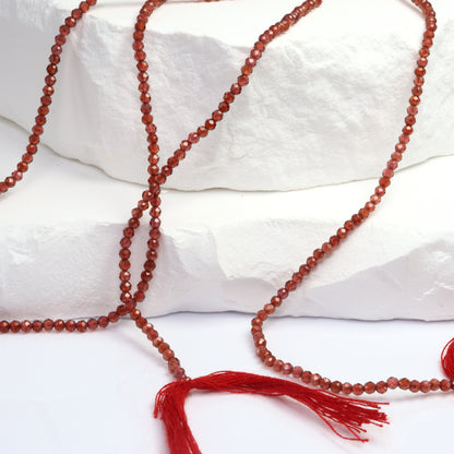 Red Garnet 2mm Faceted Rounds Bead Strand