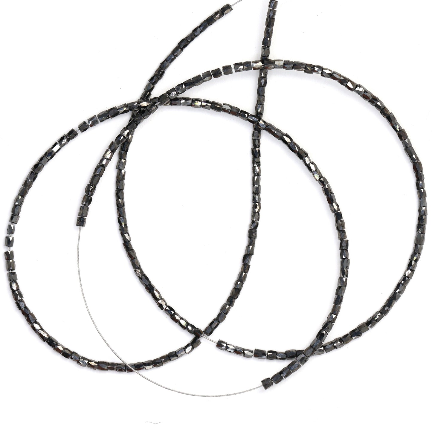 Black Diamond 2x1.5mm Faceted Tubes Bead Strand