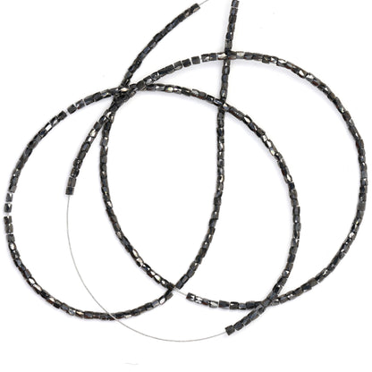 Black Diamond 2x1.5mm Faceted Tubes Bead Strand