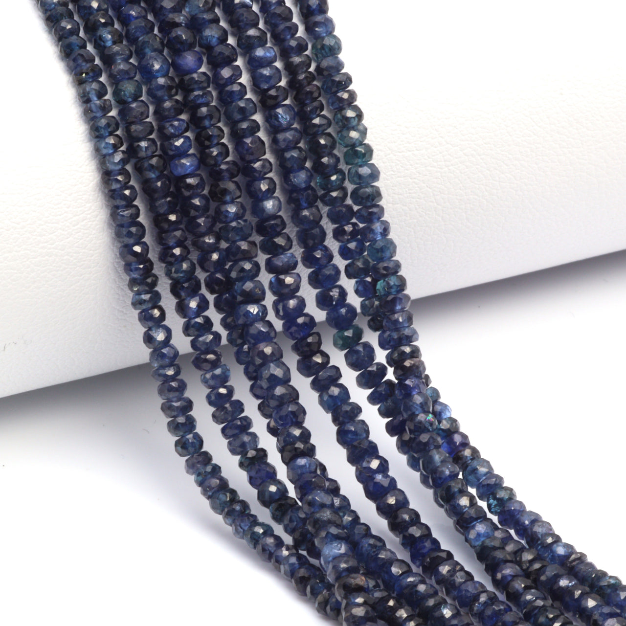 Navy Blue Sapphire 3mm Faceted Rondelles