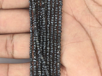 Coated Black Spinel 2.5mm Faceted Rondelles